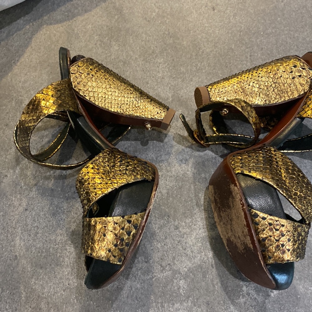 Marc Jacobs Real Gold Python Snake Skin Platform … - image 2
